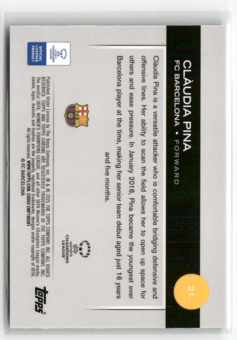 2024-25 Topps Chrome Sapphire UEFA Women's Champions  #21 Clàudia Pina