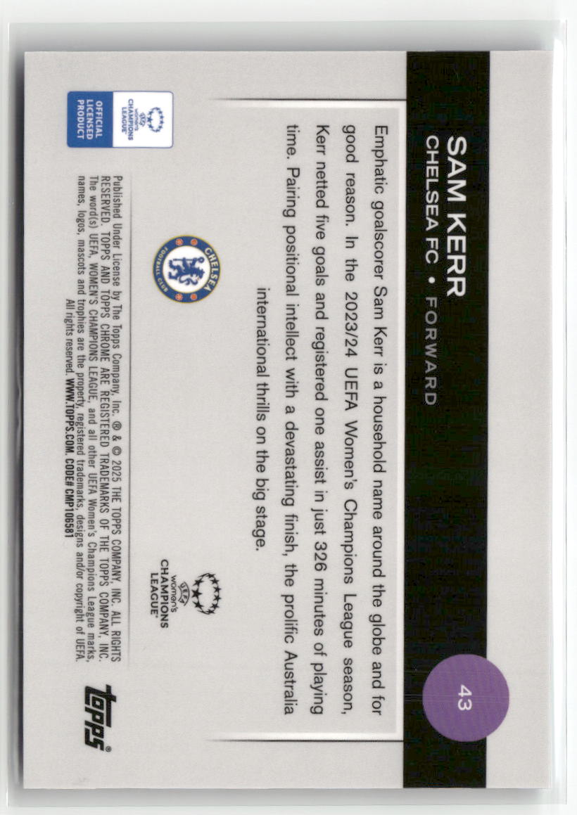 2024-25 Topps Chrome Sapphire UEFA Women's Champions #43 Sam Kerr