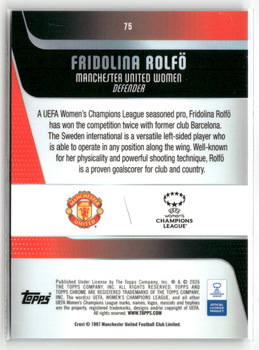 2025-26 Topps Chrome Sapphire Edition UEFA WCL #75 Fridolina Rolfö