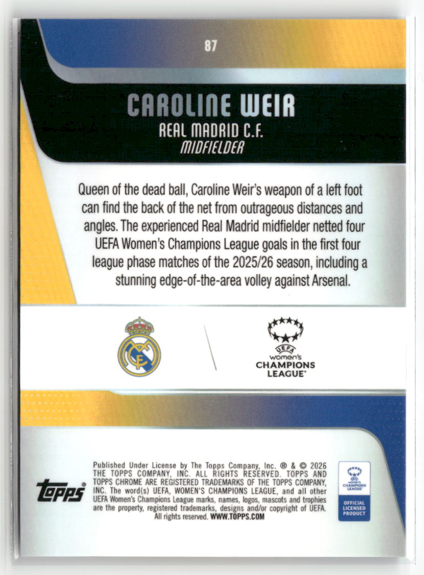 2025-26 Topps Chrome Sapphire Edition UEFA WCL #87 Caroline Weir