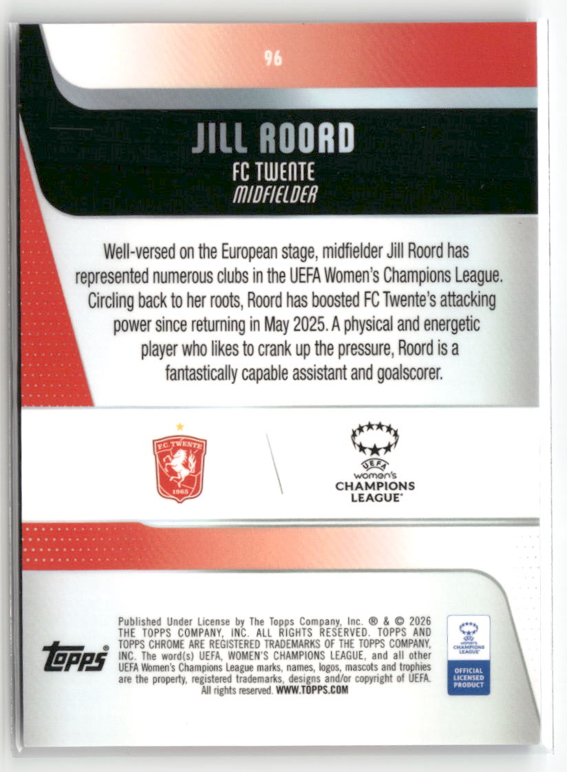 2025-26 Topps Chrome Sapphire Edition UEFA WCL #96 Jill Roord