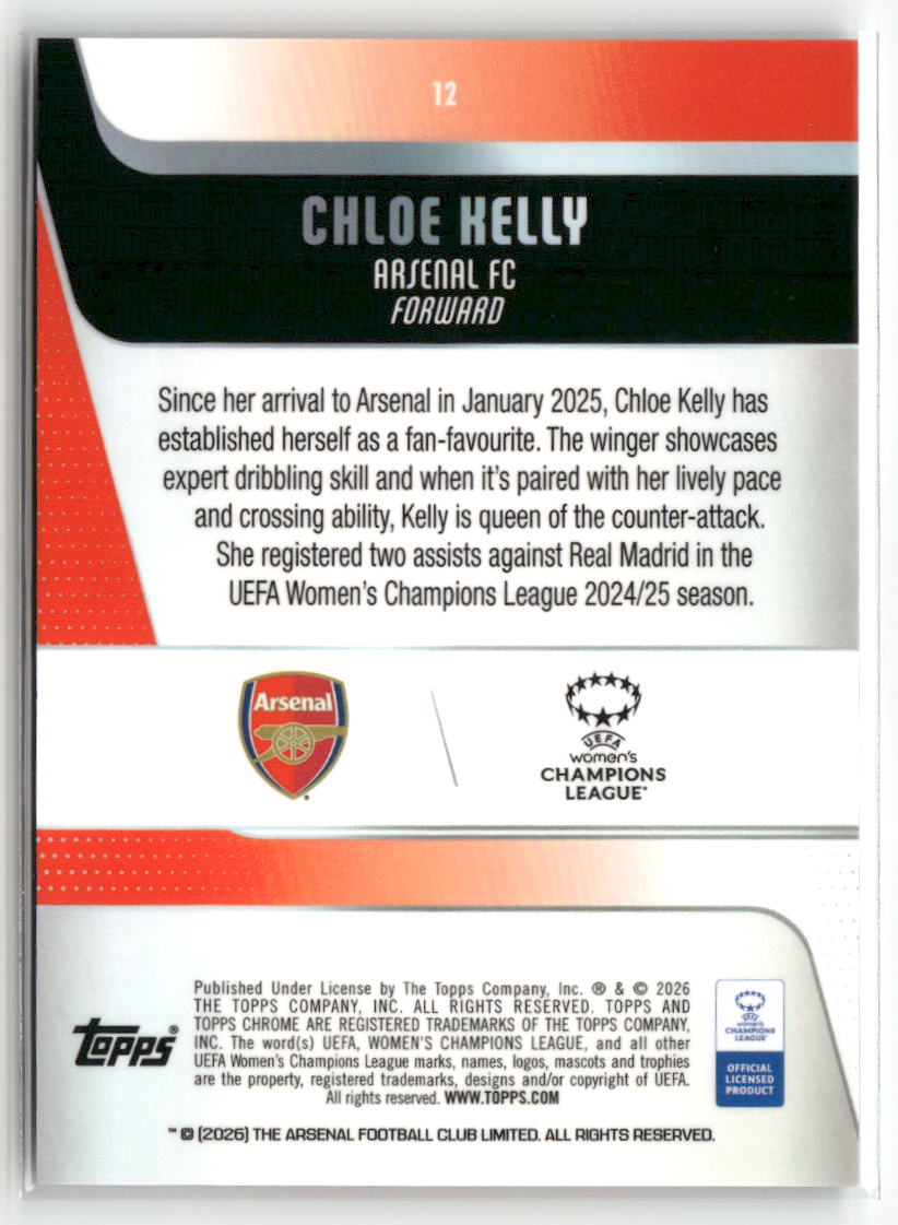 2025-26 Topps Chrome Sapphire Edition UEFA WCL #12 Chloe Kelly
