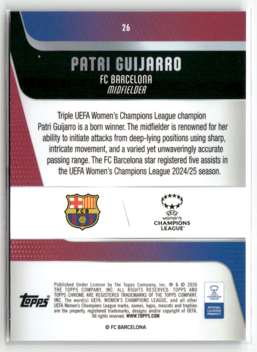 2025-26 Topps Chrome Sapphire Edition UEFA WCL #26 Patri Guijarro