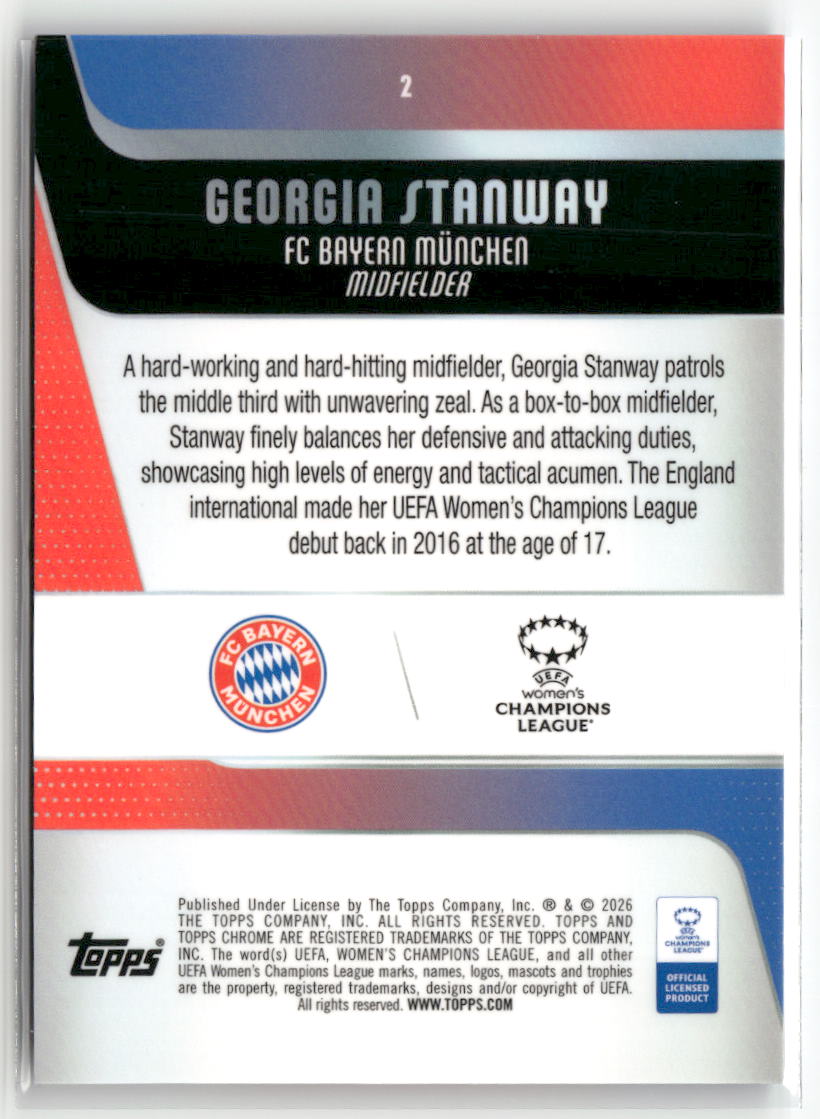 2025-26 Topps Chrome Sapphire Edition UEFA WCL #2 Georgia Stanway