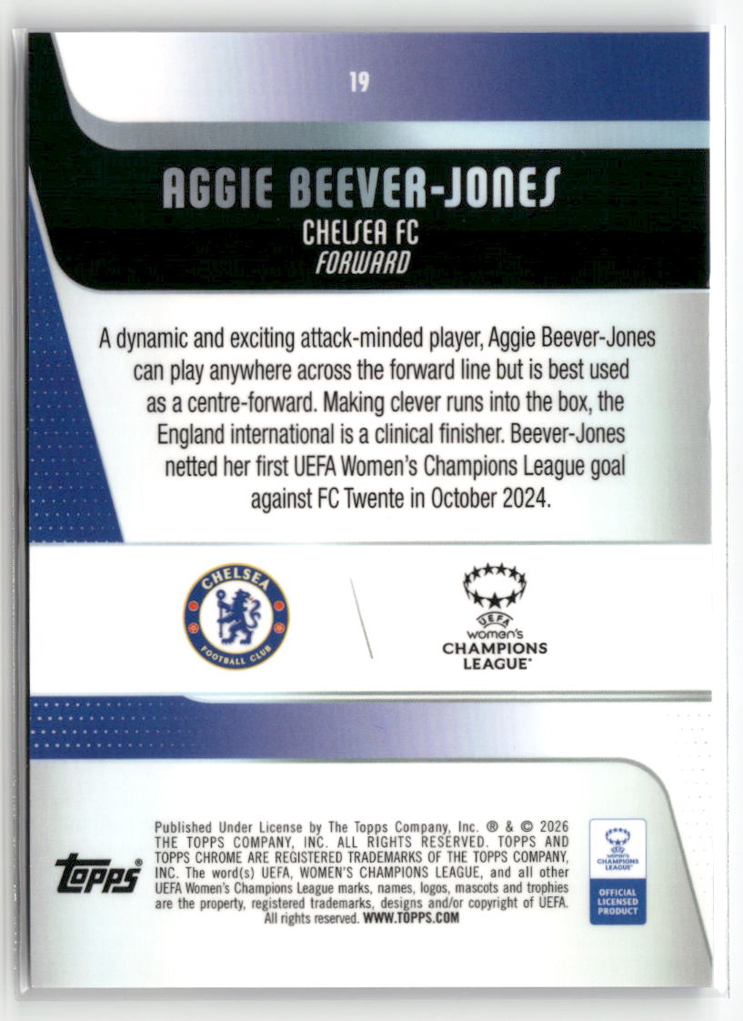 2025-26 Topps Chrome Sapphire Edition UEFA WCL #19 Aggie Beever-Jones