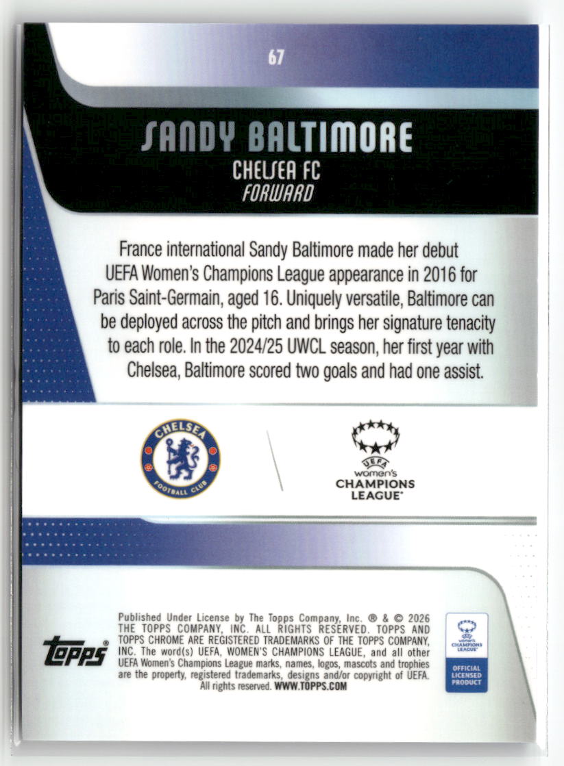 2025-26 Topps Chrome Sapphire Edition UEFA WCL #67 Sandy Baltimore