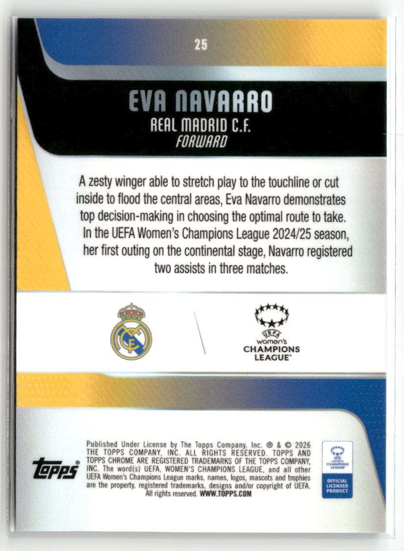 2025-26 Topps Chrome Sapphire Edition UEFA WCL #25 Eva Navarro