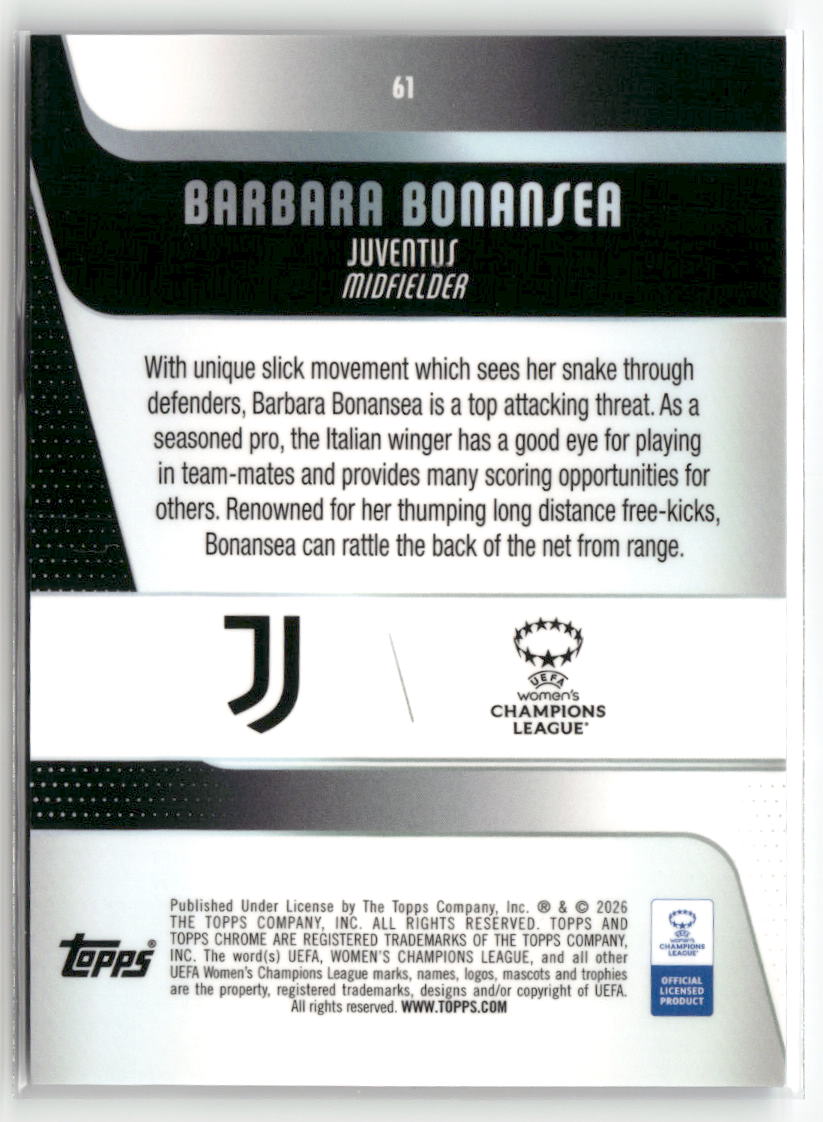 2025-26 Topps Chrome Sapphire Edition UEFA WCL #61 Barbara Bonansea