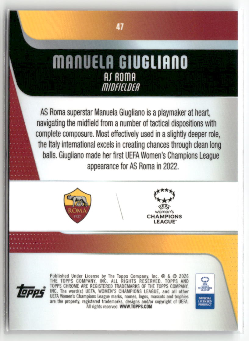 2025-26 Topps Chrome Sapphire Edition UEFA WCL #47 Manuela Giugliano
