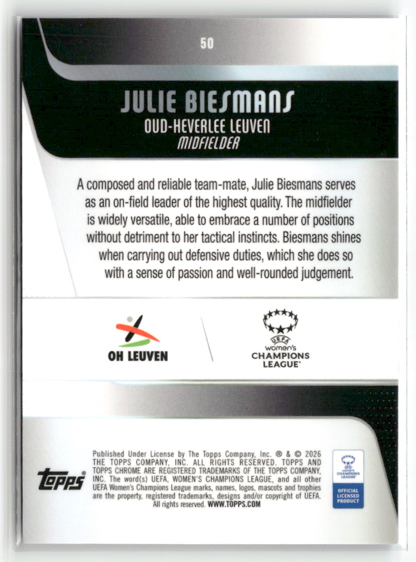 2025-26 Topps Chrome Sapphire Edition UEFA WCL #50 Julie Biesmans