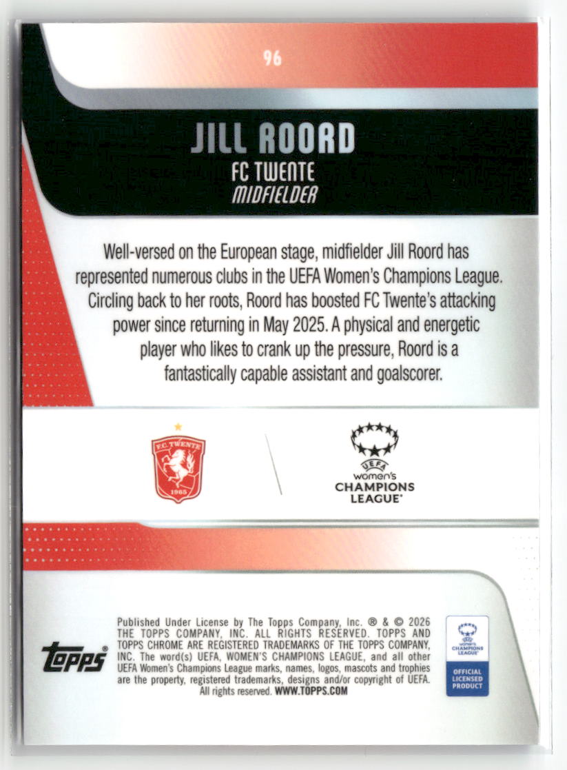 2025-26 Topps Chrome Sapphire Edition UEFA WCL #96 Jill Roord