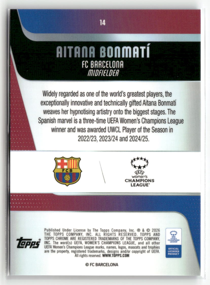 2025-26 Topps Chrome Sapphire Edition UEFA WCL #14 Aitana Bonmatí