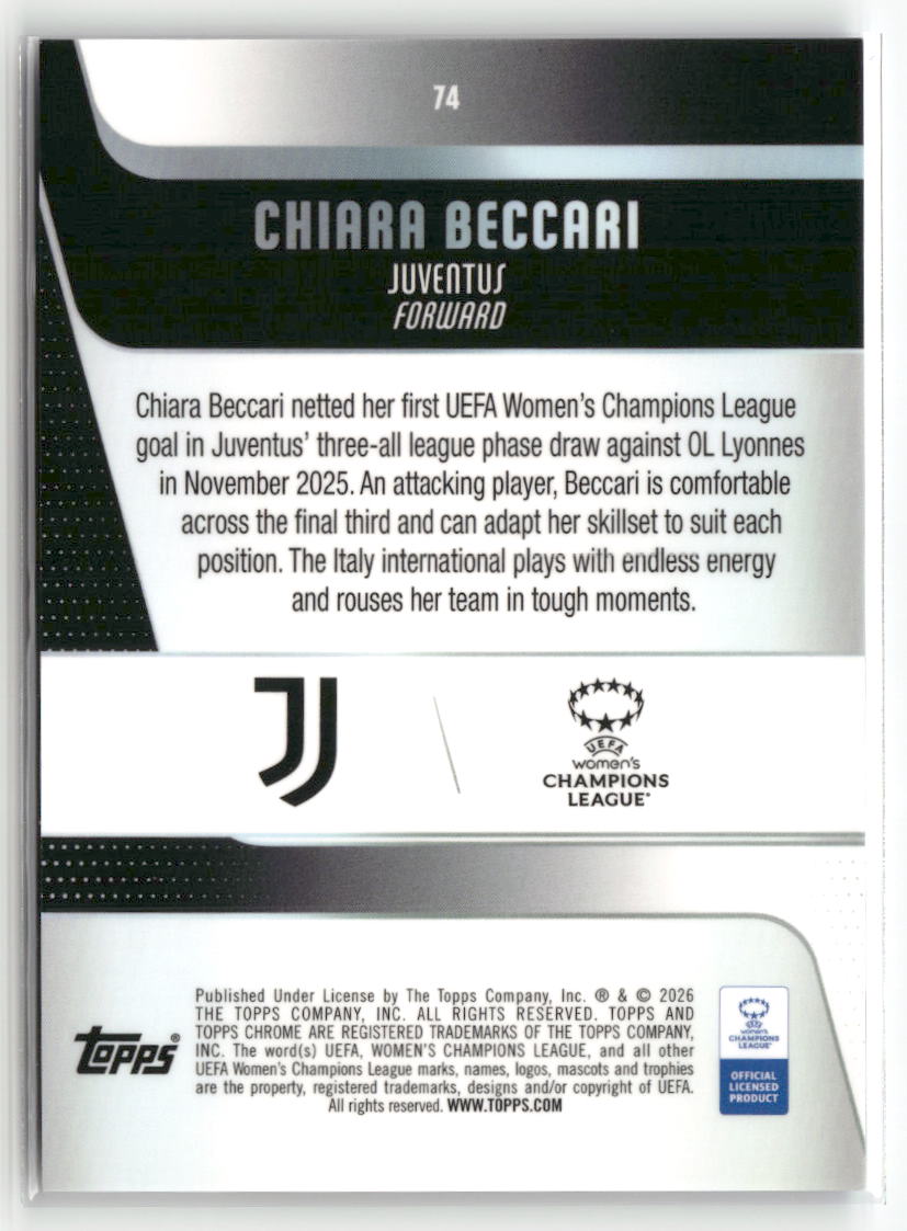 2025-26 Topps Chrome Sapphire Edition UEFA WCL #74 Chiara Beccari