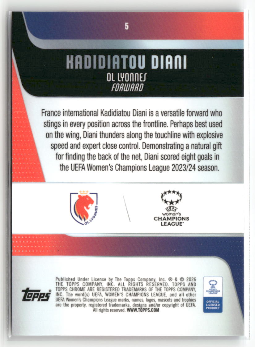 2025-26 Topps Chrome Sapphire Edition UEFA WCL #5 Kadidiatou Diani