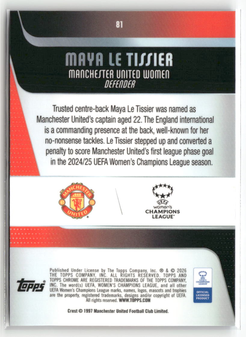 2025-26 Topps Chrome Sapphire Edition UEFA WCL #81 Maya Le Tissier