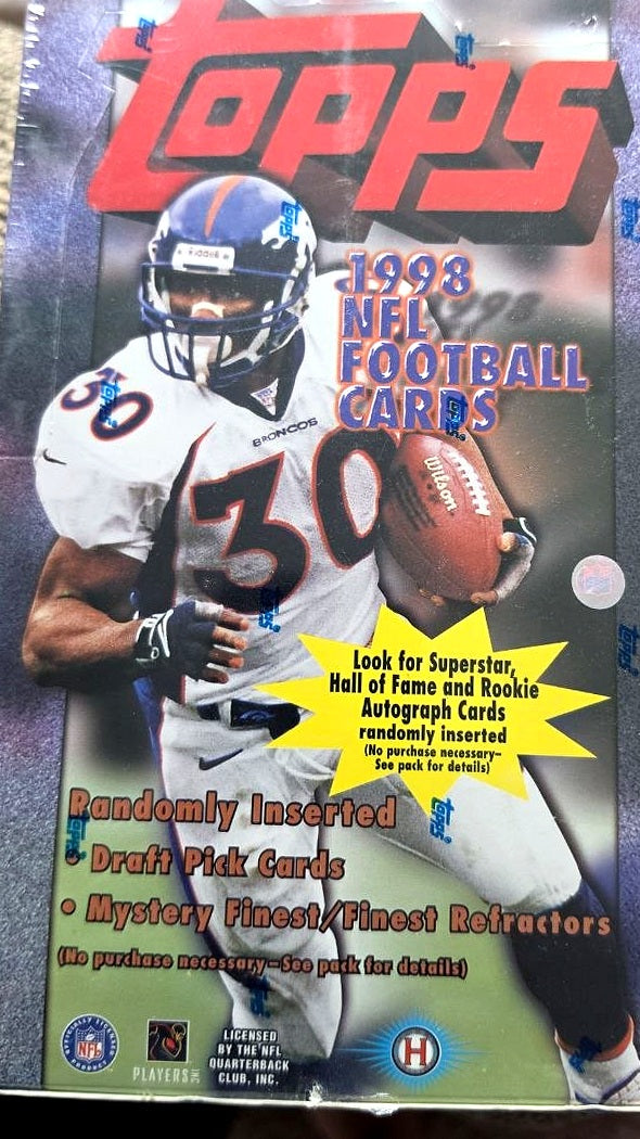 1998 Topps NFL Football Factory Sealed Hobby Box — Unsearched, Peyton Manning & Randy Moss Rookie Year (36 Packs)